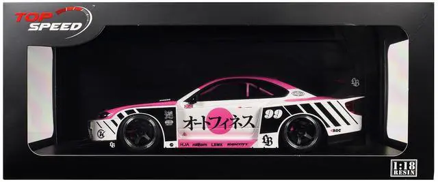Alt view image 6 of 6 - Nissan "LB-Super Silhouette" S15 SILVIA RHD #99 "Auto Finesse - SEMA 2023" White and Pink 1/18 Model Car by Top Speed