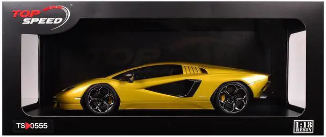 Alt view image 6 of 6 - Lamborghini Countach LPI 800-4 New Giallo Orion Gold Metallic 1/18 Model Car by Top Speed