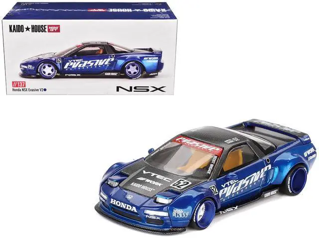 Main image of Honda NSX "Evasive V2" #52 Blue Metallic with Carbon Top "Kaido House" Special 1/64 Diecast Model Car by Mini GT