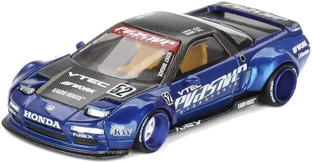Alt view image 2 of 5 - Honda NSX "Evasive V2" #52 Blue Metallic with Carbon Top "Kaido House" Special 1/64 Diecast Model Car by Mini GT