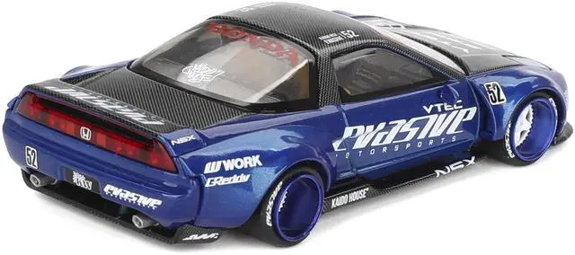 Alt view image 4 of 5 - Honda NSX "Evasive V2" #52 Blue Metallic with Carbon Top "Kaido House" Special 1/64 Diecast Model Car by Mini GT