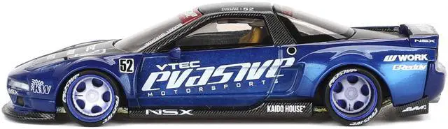 Alt view image 3 of 5 - Honda NSX "Evasive V2" #52 Blue Metallic with Carbon Top "Kaido House" Special 1/64 Diecast Model Car by Mini GT