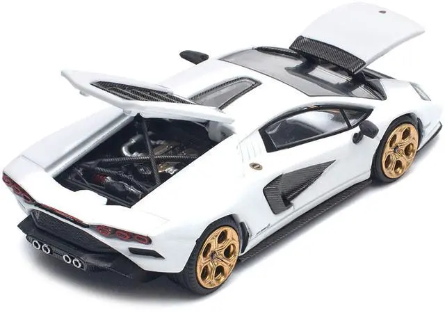 Alt view image 2 of 6 - Lamborghini Countach LPI 800-4 White with Carbon Accents 1/64 Diecast Model Car by Pop Race