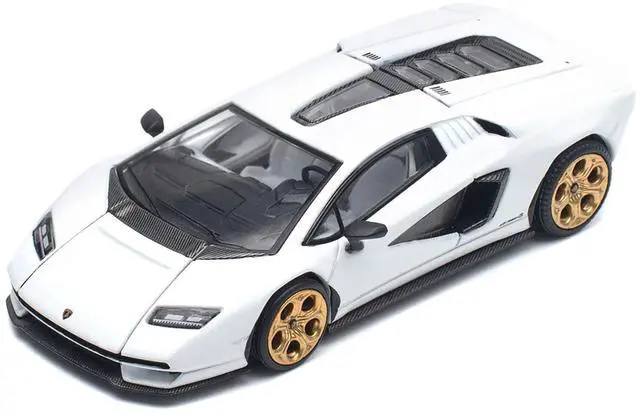 Alt view image 5 of 6 - Lamborghini Countach LPI 800-4 White with Carbon Accents 1/64 Diecast Model Car by Pop Race