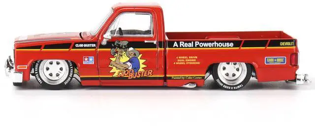 Alt view image 3 of 6 - Chevrolet Silverado Truck "Clod Buster" Orange w/Black Stripes "Tamiya x Kaido House" Special 1/64 Diecast Model Car by Mini GT