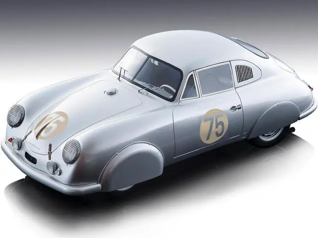 Main image of 1951 Porsche 356 SL #75 Silver Met "Porsche Racing 75th Anniversary Edition" Ltd Ed to 100 pieces 1/18 Model Car by Tecnomodel