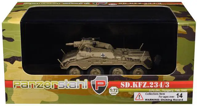 Alt view image 6 of 6 - Sd.Kfz. 234/3 Armored Vehicle "#03, 3rd Panzer Division, Hungary" (1945) German Army 1/72 Die Cast Model by Panzerstahl