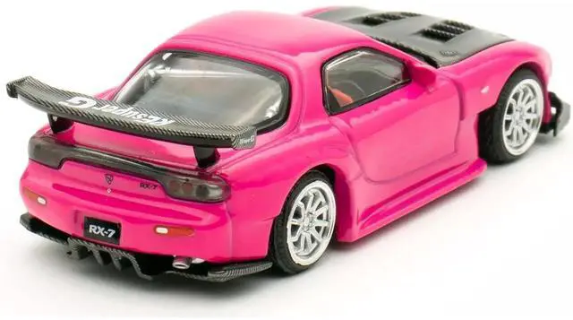 Alt view image 4 of 6 - Mazda RX-7 Widebody RHD Pink with Carbon Hood "Indonesia Diecast Expo 2024 Exclusive" 1/64 Die Cast Model Car by Pop Race