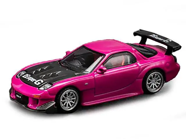 Alt view image 5 of 6 - Mazda RX-7 Widebody RHD Pink with Carbon Hood "Indonesia Diecast Expo 2024 Exclusive" 1/64 Die Cast Model Car by Pop Race
