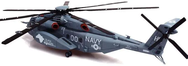 Alt view image 3 of 6 - Sikorsky MH-53E Sea Dragon Helicopter "US Navy, Black Stallions, Tail Number 00" Light Gray 1/72 Die Cast Model by Panzerkampf