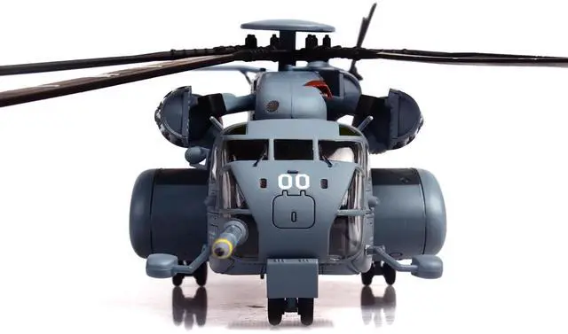 Alt view image 5 of 6 - Sikorsky MH-53E Sea Dragon Helicopter "US Navy, Black Stallions, Tail Number 00" Light Gray 1/72 Die Cast Model by Panzerkampf