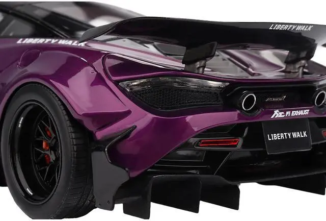 Alt view image 4 of 6 - McLaren 720S "LB-Works" Purple Metallic with Black Top 1/18 Model Car by Top Speed