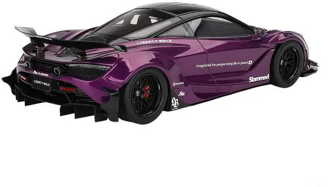 Alt view image 5 of 6 - McLaren 720S "LB-Works" Purple Metallic with Black Top 1/18 Model Car by Top Speed
