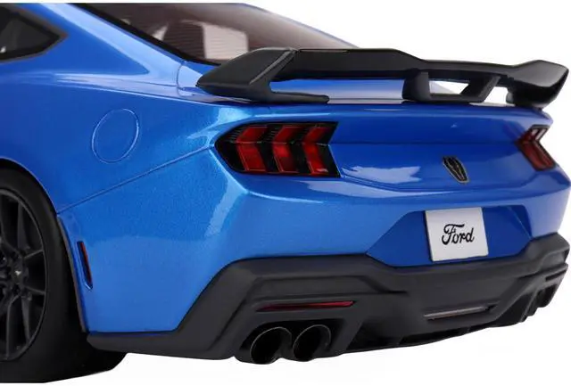 Alt view image 4 of 6 - 2024 Ford Mustang Dark Horse Grabber Blue Metallic with Black Hood Stripes 1/18 Model Car by Top Speed