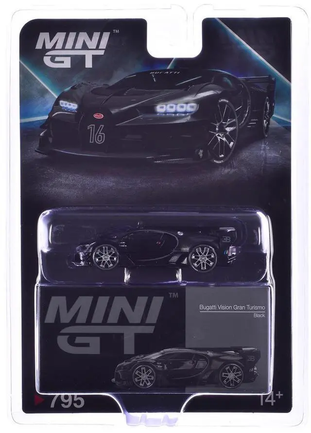 Alt view image 5 of 6 - Bugatti Vision Gran Turismo Black and Carbon Limited Edition 1/64 Diecast Model Car by Mini GT