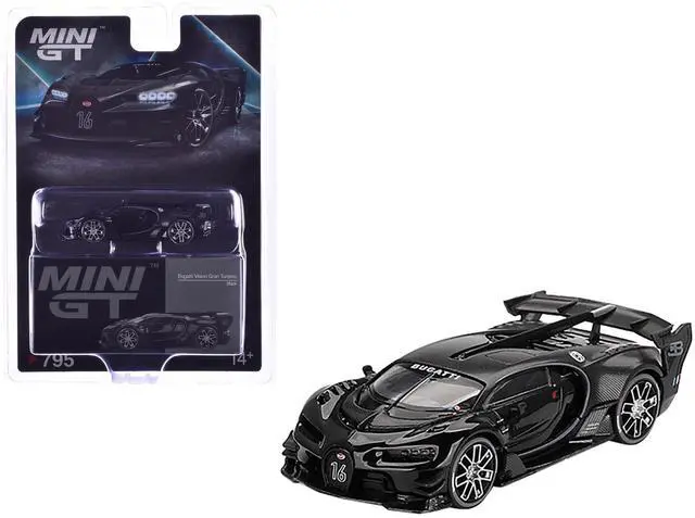 Alt view image 6 of 6 - Bugatti Vision Gran Turismo Black and Carbon Limited Edition 1/64 Diecast Model Car by Mini GT