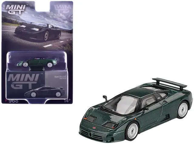 Main image of Bugatti EB110 GT Verde Scuro Dark Green Metallic Limited Edition 1/64 Diecast Model Car by Mini GT