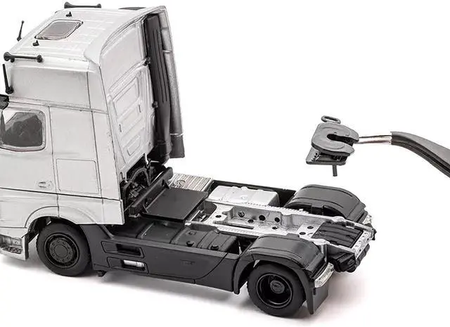Alt view image 3 of 6 - Mercedes-Benz Actros AMG Auto Transporter Silver Metallic 1/64 Diecast Model by GCD