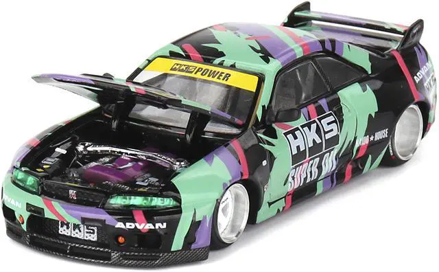 Alt view image 2 of 6 - Nissan Skyline GT-R (R33) "HKS V1" RHD Black with Graphics "Kaido House" Special 1/64 Diecast Model Car by Mini GT