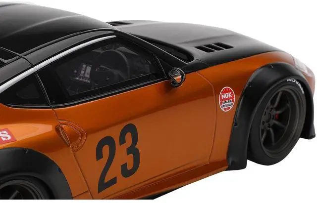 Alt view image 2 of 6 - Nissan Z RHD #23 "LB-NATION WORKS" Orange Metallic with Matt Black Hood and Black Top 1/18 Model Car by Top Speed