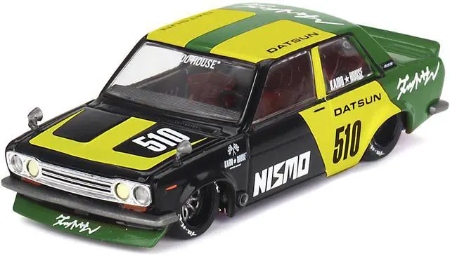 Alt view image 2 of 6 - Datsun Street 510 "Racing V2" Black and Green with Yellow Accents "Kaido House" Special 1/64 Diecast Model Car by Mini GT
