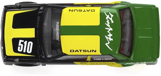 Alt view image 5 of 6 - Datsun Street 510 "Racing V2" Black and Green with Yellow Accents "Kaido House" Special 1/64 Diecast Model Car by Mini GT