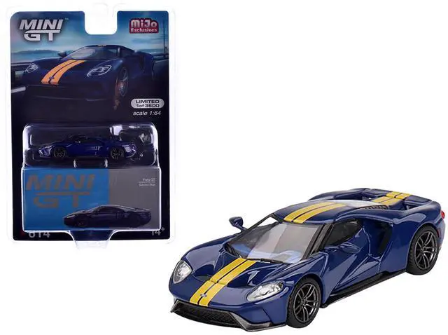 Main image of Ford GT Sunoco Blue with Yellow Stripes Limited Edition to 3600 pieces Worldwide 1/64 Die Cast Model Car by Mini GT