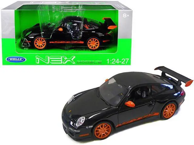 Main image of Porsche 911 (997) GT3 RS Black with Orange Accents 1/24-1/27 Diecast Model Car by Welly