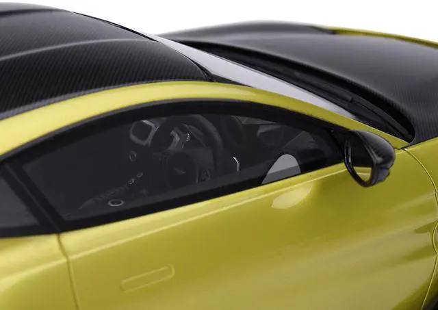 Alt view image 2 of 5 - 2022 Aston Martin V12 Vantage RHD (Right Hand Drive) Cosmopolitan Yellow with Black Hood and Top model 1/18 Car by Top Speed