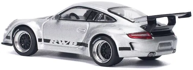 Alt view image 2 of 6 - RWB 997 Silver Metallic with Black Stripes and Hood 1/64 Diecast Model Car by Pop Race