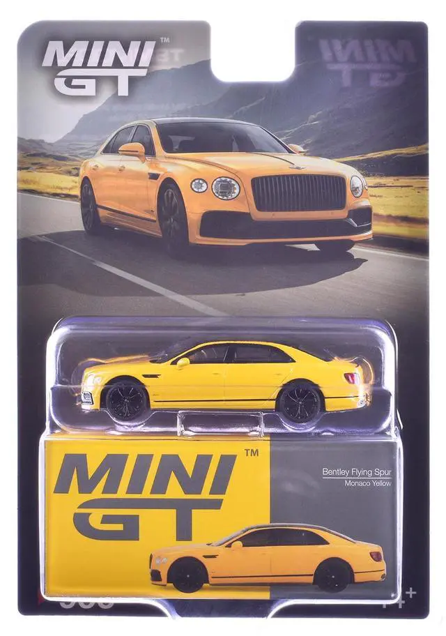Alt view image 6 of 6 - Bentley Flying Spur Monaco Yellow with Black Top Limited Edition 1/64 Diecast Model Car by Mini GT