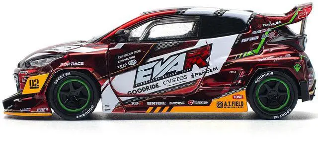 Alt view image 2 of 6 - Toyota Goodride GR Yaris RHD "EVA RT Production Model-02" Red Metallic with Graphics 1/64 Diecast Model Car by Pop Race