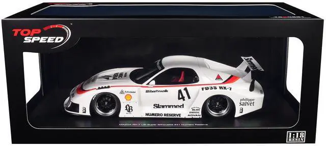 Alt view image 6 of 6 - Mazda RX-7 LB-Super Silhouette #41 "Numero Reserve" White 1/18 Model Car by Top Speed