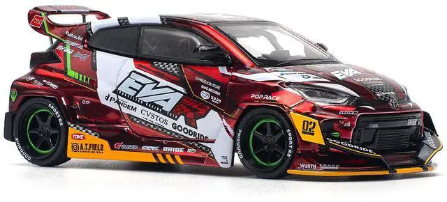 Alt view image 4 of 6 - Toyota Goodride GR Yaris RHD "EVA RT Production Model-02" Red Metallic with Graphics 1/64 Diecast Model Car by Pop Race