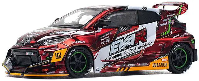 Alt view image 5 of 6 - Toyota Goodride GR Yaris RHD "EVA RT Production Model-02" Red Metallic with Graphics 1/64 Diecast Model Car by Pop Race