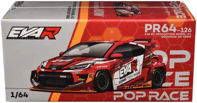 Alt view image 6 of 6 - Toyota Goodride GR Yaris RHD "EVA RT Production Model-02" Red Metallic with Graphics 1/64 Diecast Model Car by Pop Race