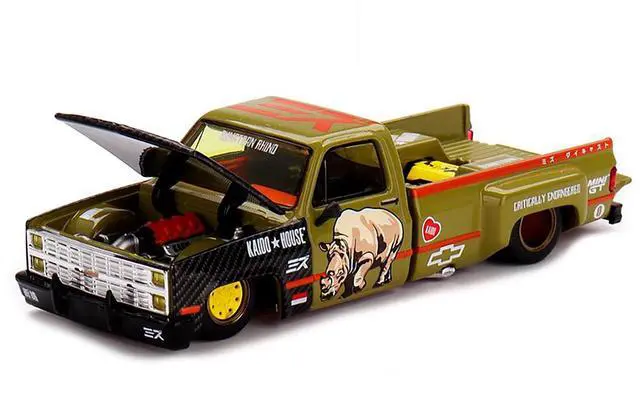 Alt view image 2 of 6 - Chevrolet Silverado Dually Truck Tan and Carbon with Graphics "Kaido House" Special 1/64 Diecast Model Car by Mini GT