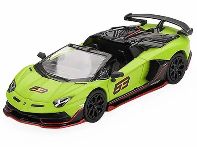 Alt view image 2 of 6 - Lamborghini Aventador SVJ 63 Roadster Verde Shock Green Limited Edition 1/64 Diecast Model Car by Mini GT