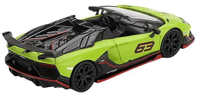 Alt view image 4 of 6 - Lamborghini Aventador SVJ 63 Roadster Verde Shock Green Limited Edition 1/64 Diecast Model Car by Mini GT
