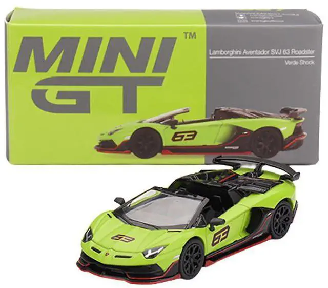 Alt view image 5 of 6 - Lamborghini Aventador SVJ 63 Roadster Verde Shock Green Limited Edition 1/64 Diecast Model Car by Mini GT