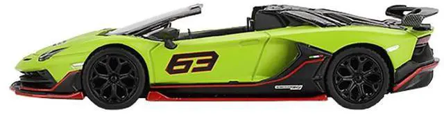 Alt view image 3 of 6 - Lamborghini Aventador SVJ 63 Roadster Verde Shock Green Limited Edition 1/64 Diecast Model Car by Mini GT