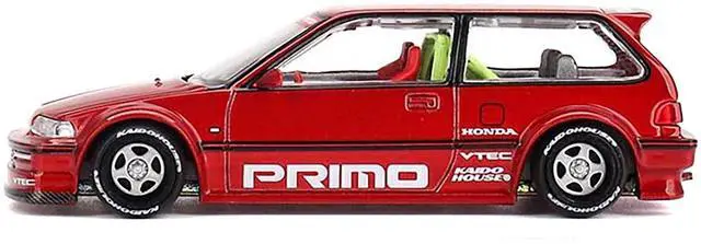 Alt view image 3 of 6 - Honda Civic (EF) "Kaido Works V2" Red Metallic with Graphics "Kaido House" Special 1/64 Diecast Model Car by Mini GT