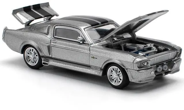 Alt view image 4 of 6 - Shelby Mustang GT500 Gray Metallic with Black Stripes 1/64 Die Cast Model Car by Pop Race