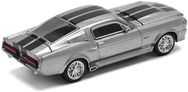 Alt view image 5 of 6 - Shelby Mustang GT500 Gray Metallic with Black Stripes 1/64 Die Cast Model Car by Pop Race