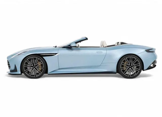 Alt view image 4 of 6 - 2023 Aston Martin DB12 Volante Caribbean Blue Pearl with White Interior 1/18 Model Car by GT Spirit