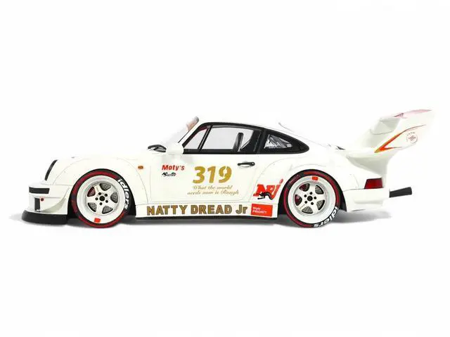 Alt view image 4 of 6 - 2024 Porsche RWB 964 "Natty Dread Junior" White with Graphics 1/18 Model Car by GT Spirit