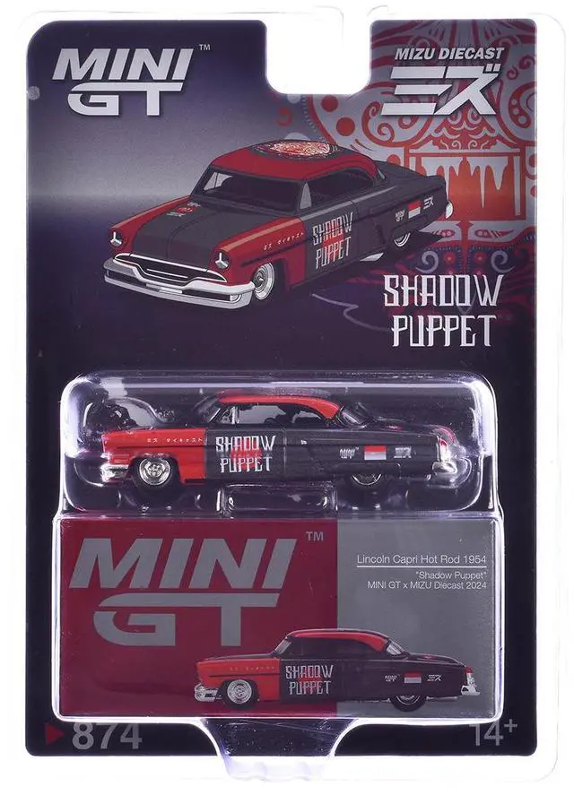 Alt view image 5 of 6 - 1954 Lincoln Capri Hot Rod "Shadow Puppet" Red and Dark Gray "MINI GT x MIZU Diecast 2024" 1/64 Diecast Model Car by Mini GT