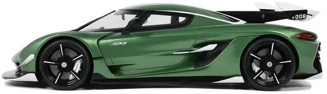 Alt view image 4 of 6 - Koenigsegg Jesko Green Metallic with Black Stripes 1/18 Model Car by GT Spirit