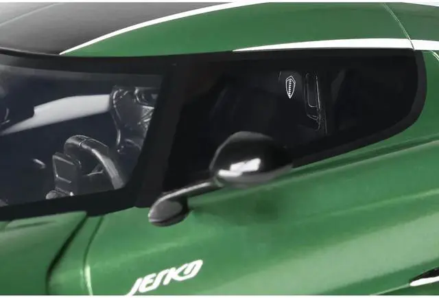 Alt view image 2 of 6 - Koenigsegg Jesko Green Metallic with Black Stripes 1/18 Model Car by GT Spirit