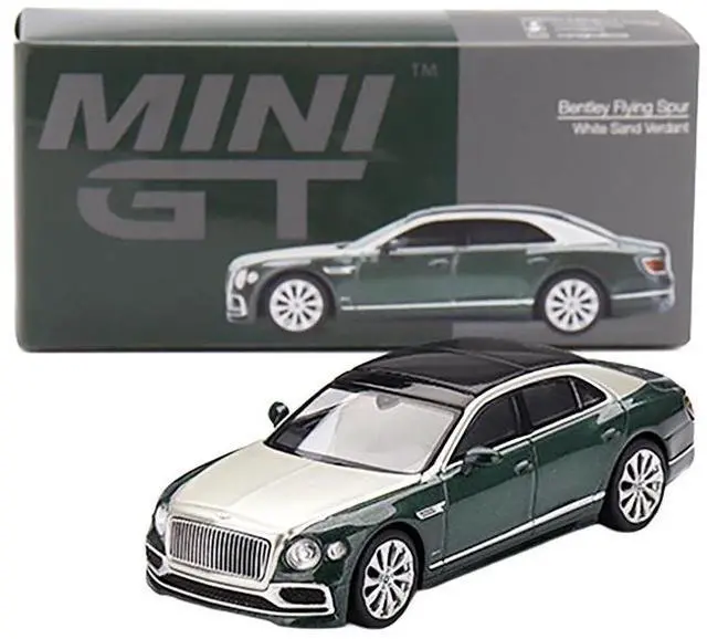 Alt view image 4 of 6 - Bentley Flying Spur White Sand and Verdant Green Metallic with Black Top Limited Edition 1/64 Diecast Model Car by Mini GT